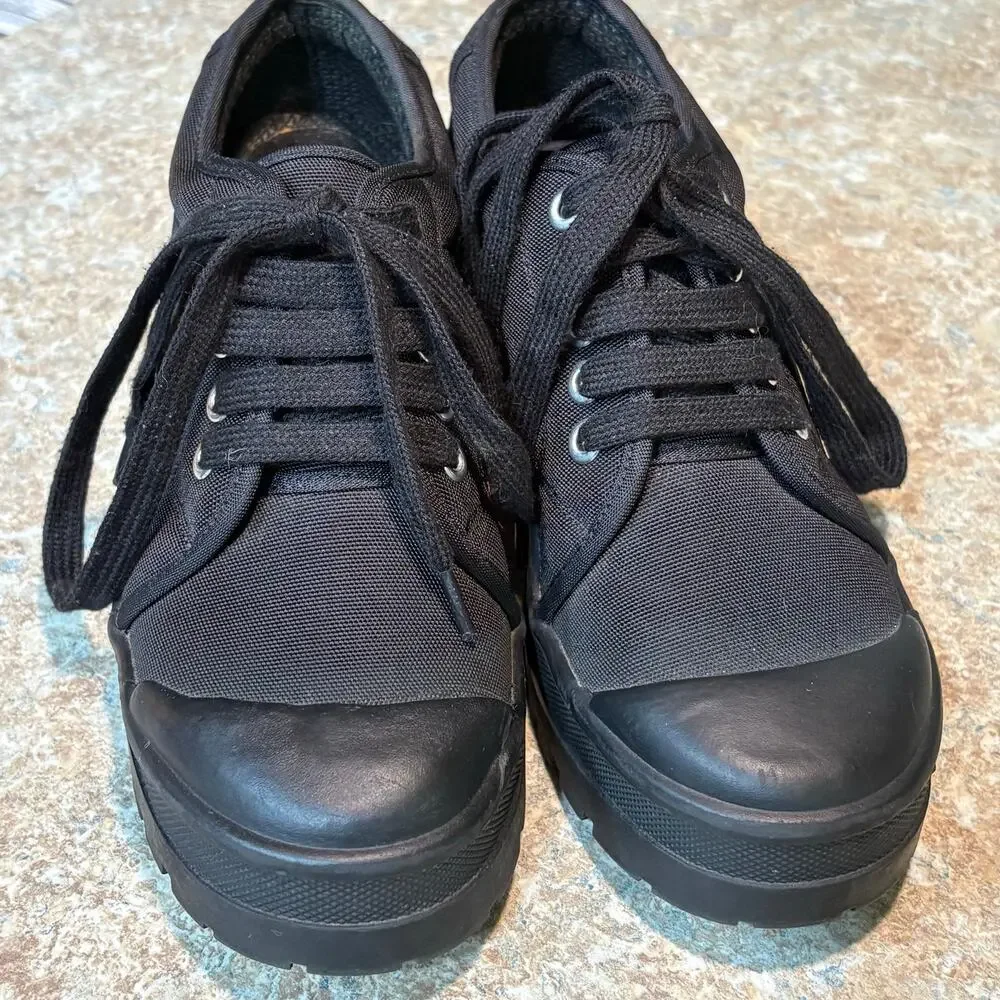 Jeffrey Campbell Black Punk Goth Lace Up Oxford Lug Platform Sneakers Size 6.5